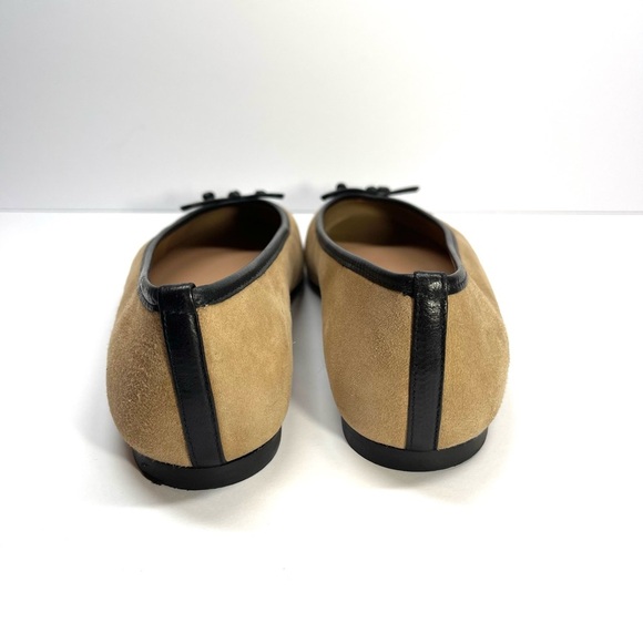 LK BENNETT Kara Sand Suede Black Leather Toe Cap Ballerina Pumps Size EU 42 US12 - Picture 5 of 10